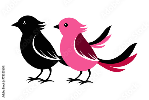silhouette color image Ditsy bird  vector illustration white background