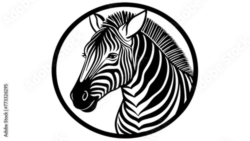 a-picture-of--a-zebra-icon-in-circle-logo vector illustration