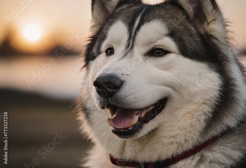 Siberian husky dog closeup portrait photo