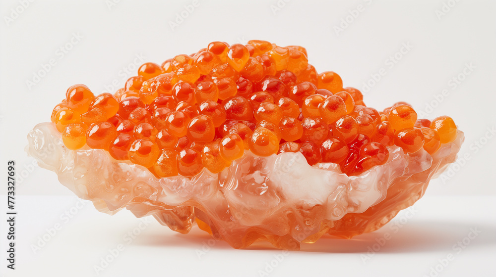 Red caviar in a white bowl on a white background. Close-up Red caviar in a white bowl on a white background. Close-up