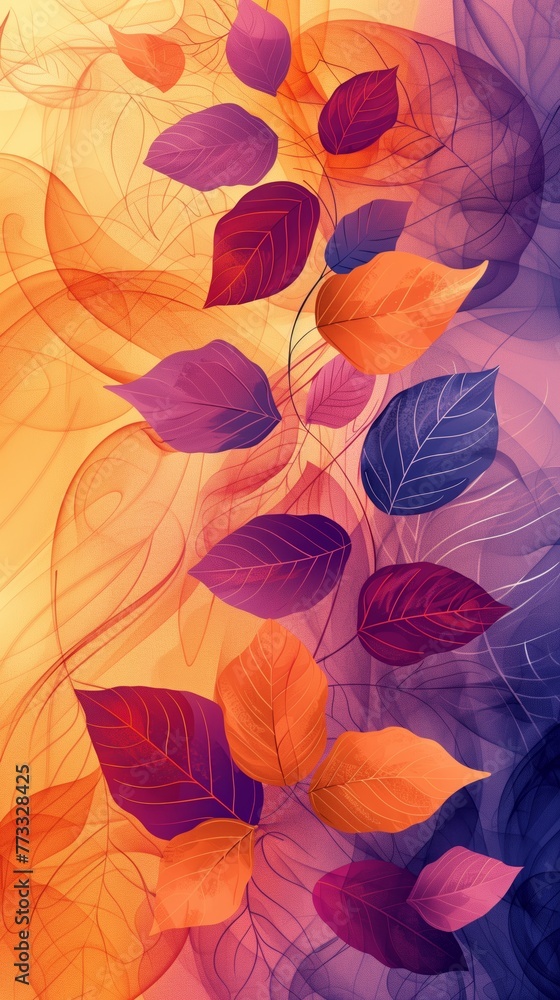 Warm Autumnal Leaves with Intertwining Shadows