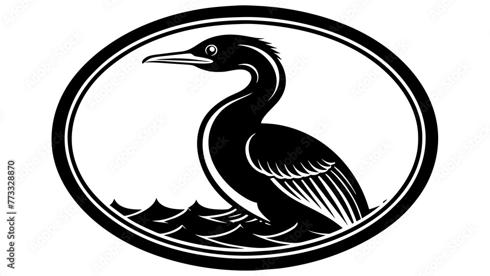 Obraz premium a-cormorant-icon-in-circle-log vector illustration