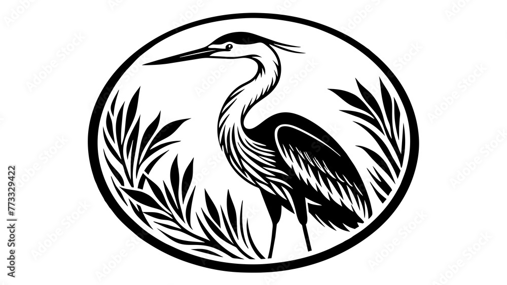 a-picture-of--a-heron--icon-in-circle-logo vector illustration a-picture-of--a-heron--icon-in-circle-logo vector illustration