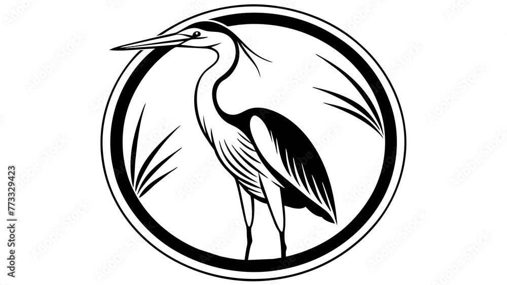 a-picture-of--a-heron--icon-in-circle-logo vector illustration a-picture-of--a-heron--icon-in-circle-logo vector illustration