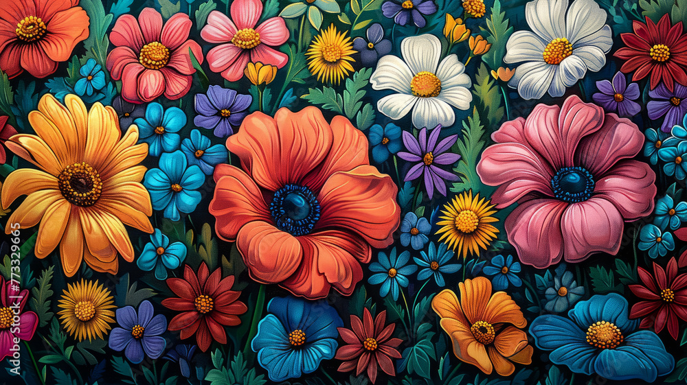 A positive picture filled with doodles of spring,generative ai A positive picture filled with doodles of spring,generative ai