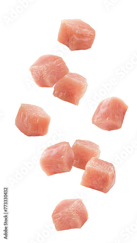 Wallpaper Mural Falling Raw chicken, fillet, isolated on white background, full depth of field Torontodigital.ca