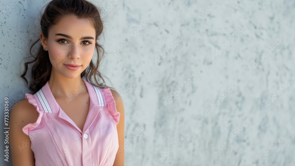 Schönen Frau in rosa Kleidung Porträt Schönen Frau in rosa Kleidung Porträt