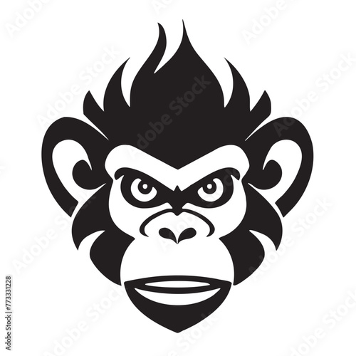 black white monkey head logo and icon, clip art vector