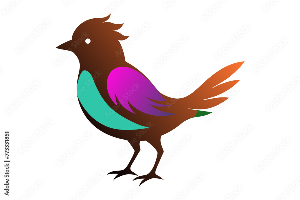 Fototapeta premium silhouette color image,Dusty bird ,vector illustration,white background