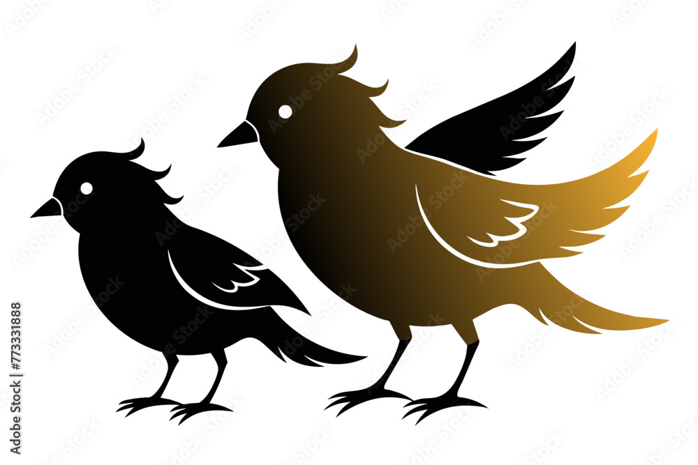 Fototapeta premium silhouette color image,Dusty bird ,vector illustration,white background