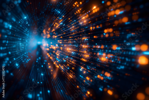 Dynamic Light Trails and Digital Data Flow Concept