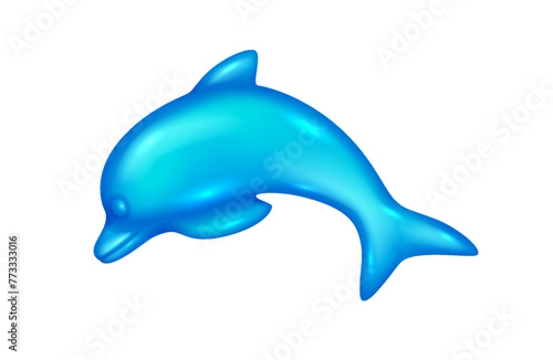 Light blue jelly dolphin 3d realistic vector illustration. Tasty gummy candy creative design. Sea animal shaped object on white background