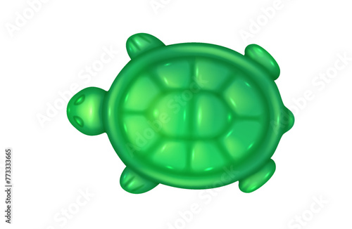 Cute gummy turtle 3d realistic vector illustration. Reptile shaped jelly sweets creative design. Healthy snack on white background