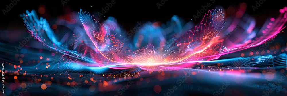  abstract background with spiral colorful lights on a black background, Spiral light streaks in the dark, dynamic backgrounds for websites, futuristic designs, technology concepts.banner