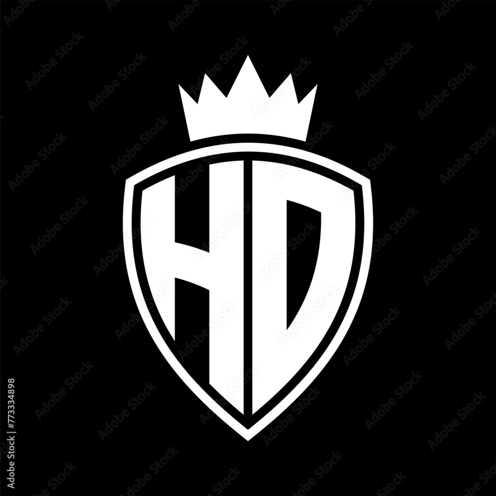 HD Letter monogram shield and crown outline shape with black and white ...