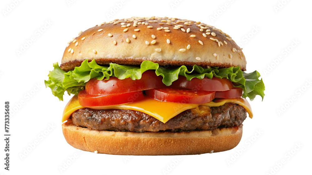 A fresh hamburger isolated on Transparent background. National Hamburger Month A fresh hamburger isolated on Transparent background. National Hamburger Month