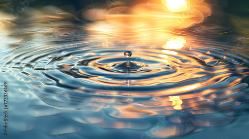 Serene Water Droplet at Sunset