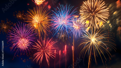 Vibrant Fireworks Display Lighting Up the Night Sky