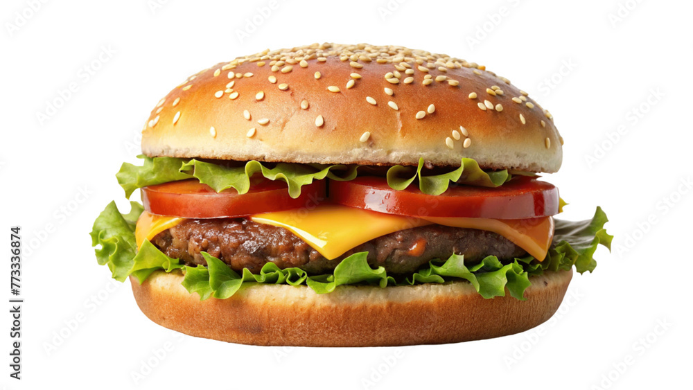 A fresh hamburger isolated on Transparent background. National Hamburger Month A fresh hamburger isolated on Transparent background. National Hamburger Month