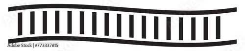 Railway Line, Rails Symbol, Train Tracks Sign, Railroad Pictogram, Railway Track Silhouette. Wave railway train track vector route. 11:11