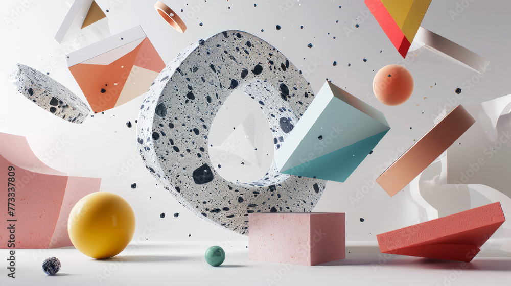 Obraz premium Abstract background with gradient geometric elements Objects 3d shape minimal poster