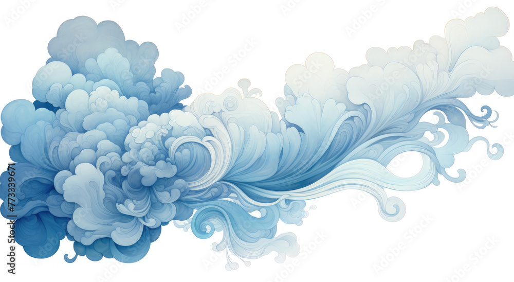 white clouds 3d wave, cloudscape, cloud sky, blue sea wave design