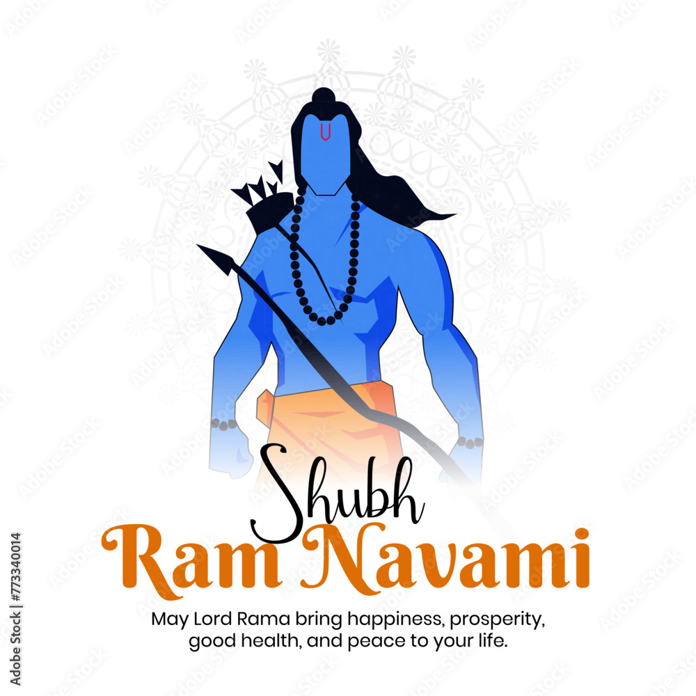 Fototapeta premium Creative Vector Illustration of Happy Ram Navami, Indian Festival with Typography