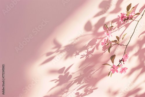 Blossom and reflections on a pale pink background 
