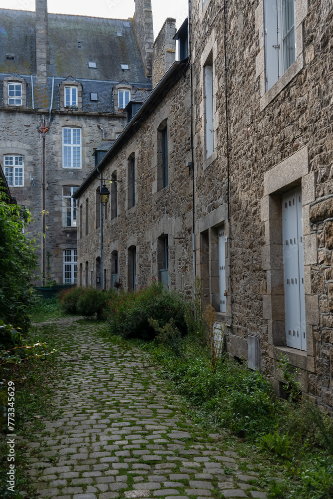 scenic view along a medieval street, Dinan France scenic view along a medieval street, Dinan France