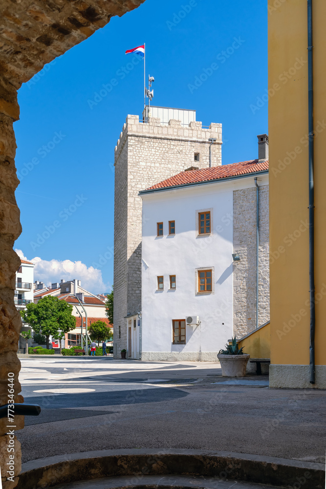 View to the Castle with Kvadrac Tower, Novi Vinodolski - Frankopani, Croatia