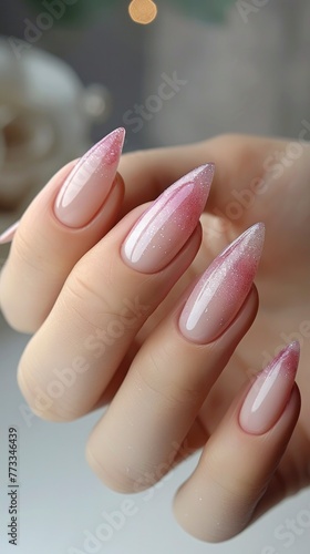 classic French nail art in shades of pink and beige for spring