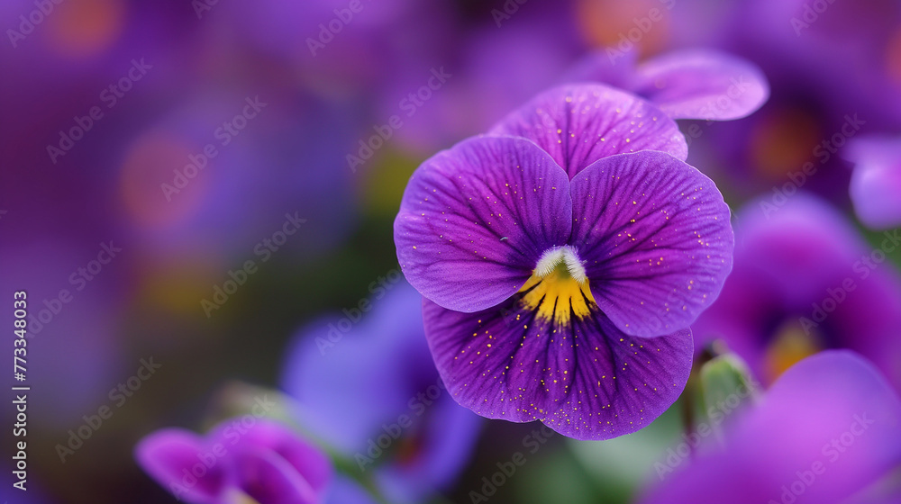 Zbliżenie na kwiaty fioletowego bratka  - obrazy, fototapety, plakaty 