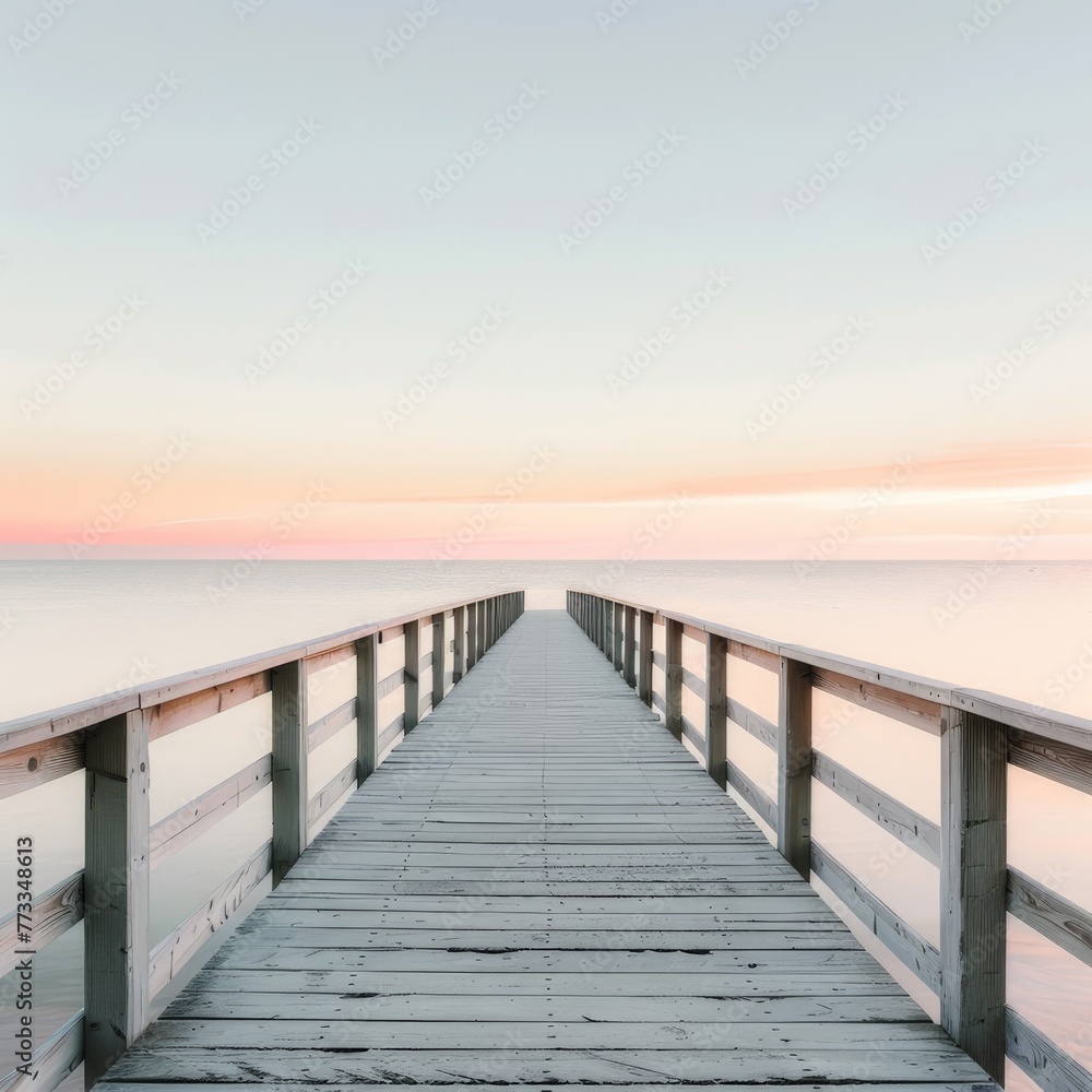 Fototapeta premium Wooden Pier Extending Into the Ocean at Sunset