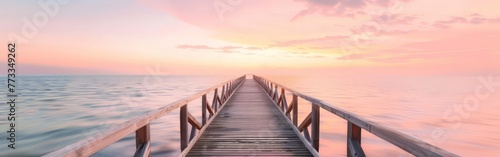 Long Pier Extending Into the Ocean at Sunset © BrandwayArt