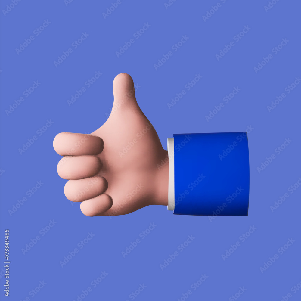 Hand thumb up icon 3d. Positive feedback. Like sign, approval emoji for social media message, love button for website and mobile app Hand thumb up icon 3d. Positive feedback. Like sign, approval emoji for social media message, love button for website and mobile app