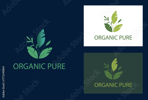 Natural organic pure vector logo design