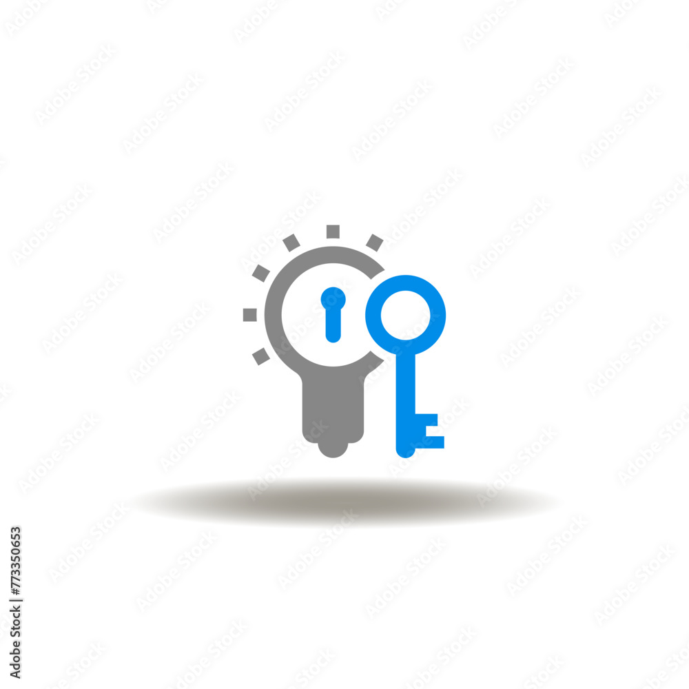 Vector illustration of lightbulb with keyhole and key. Icon of intellectual property. Symbol of patent idea, copyrights. Vector illustration of lightbulb with keyhole and key. Icon of intellectual property. Symbol of patent idea, copyrights.