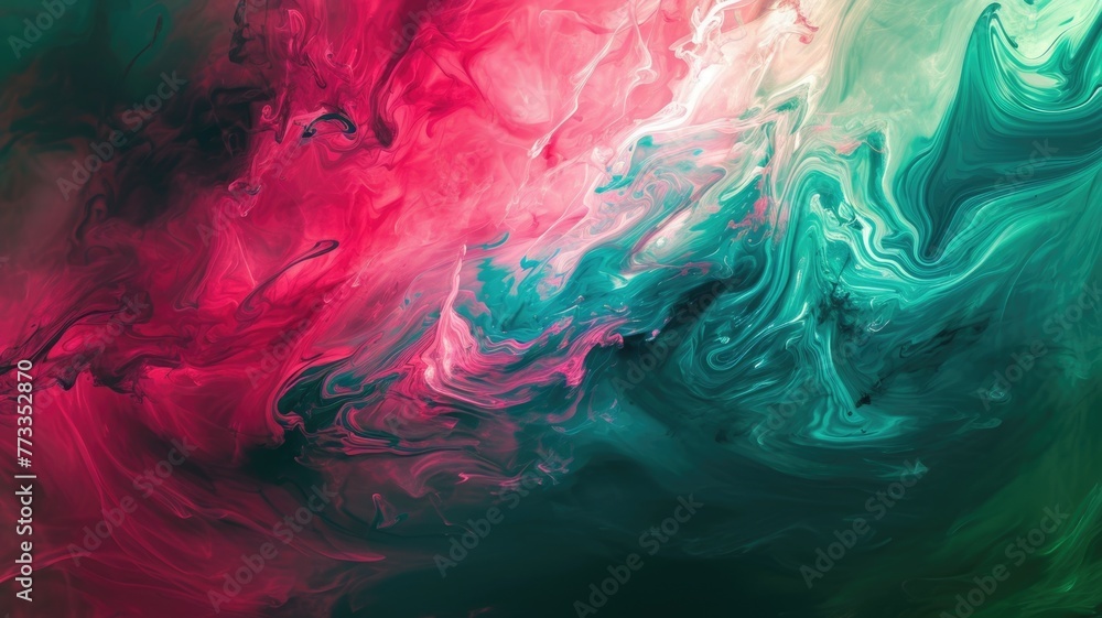 The abstract picture of the two colours between pink and green colour that has been mixing with each other in the form of the ink or liquid to become beautifully view of this abstract picture. AIGX01.
