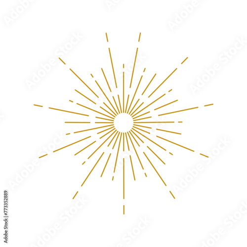 Rays of light sun vector golden lines metallic editable stroke elegant lux