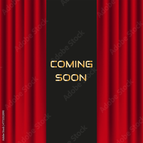 Red curtains vector performance coming soon gradient editable stroke