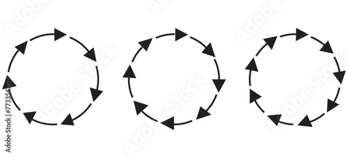 Circle arrow icon. Round arrows, circular pointing sign and circles button vector icons set