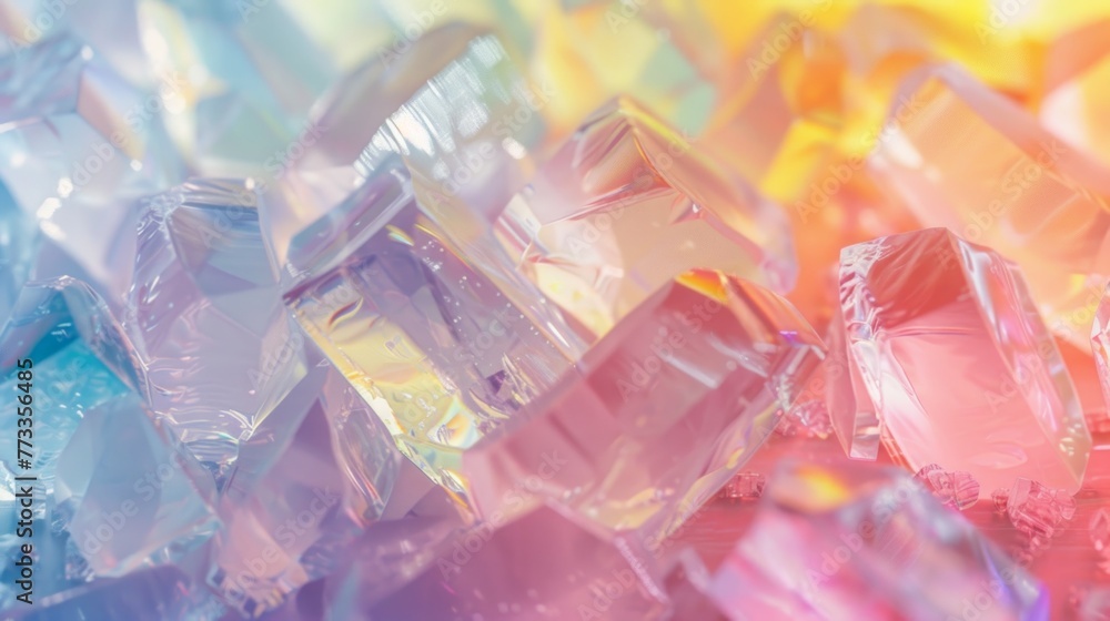 abstract background, polygonal crystal, with bokeh defocused lights and sparkles. plastic shards of glass in rainbow colors abstract background, polygonal crystal, with bokeh defocused lights and sparkles. plastic shards of glass in rainbow colors