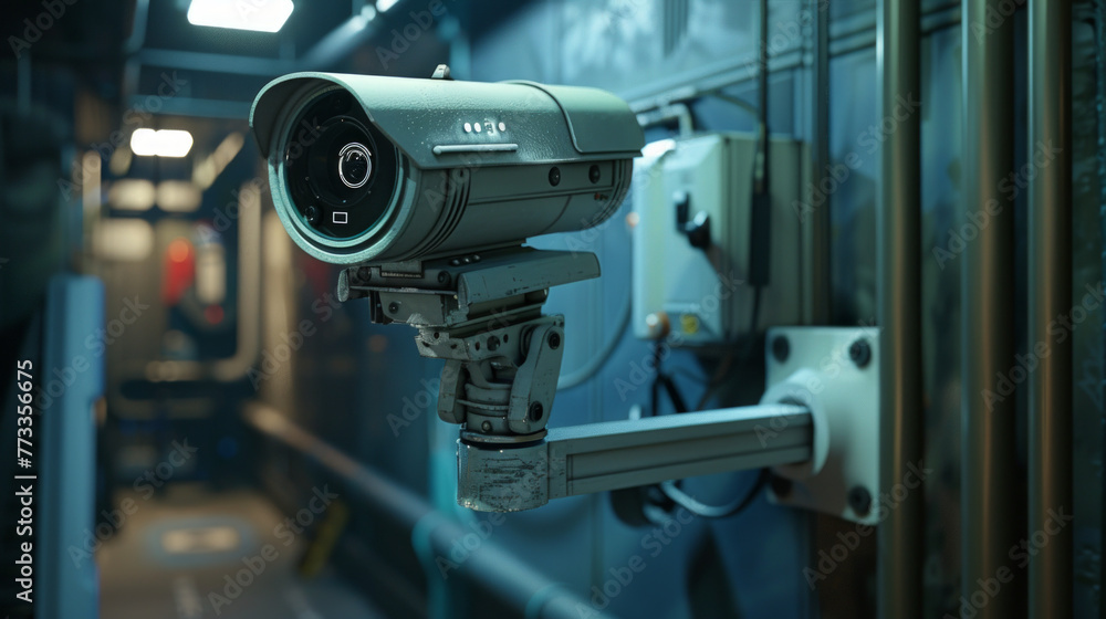 A high-tech home security camera with facial recognition and night vision capabilities A high-tech home security camera with facial recognition and night vision capabilities
