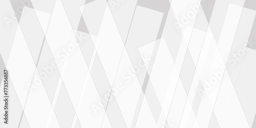 Abstract background with white and gray transparent material in triangle and squares shapes with geometric style. Space design concept. Decorative web layout or poster, banner.