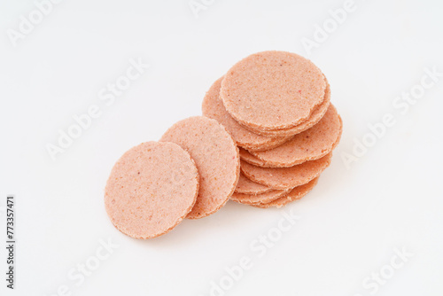 Vintage snack hawthorn slices on white background