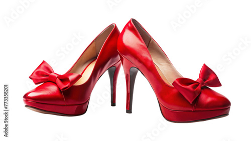 Bow high heels isolated on Transparent background. National Two Different Colored Shoes Day