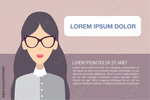 Infographics. Successful young woman. Flat vector illustration