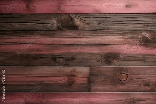 Brown and pink old dirty wood wall wooden plank board texture background with grains and structures and scratched