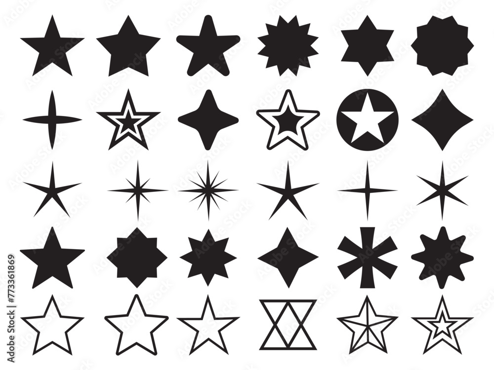 Stars collection. Star vector icons. Black set of sparkle Stars, isolated on white background. Star icon. Stars in modern simple flat style. vector illustration, Stars collection. Star vector icons. Black set of sparkle Stars, isolated on white background. Star icon. Stars in modern simple flat style. vector illustration,