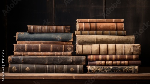 Composition of Stacked Antique Books